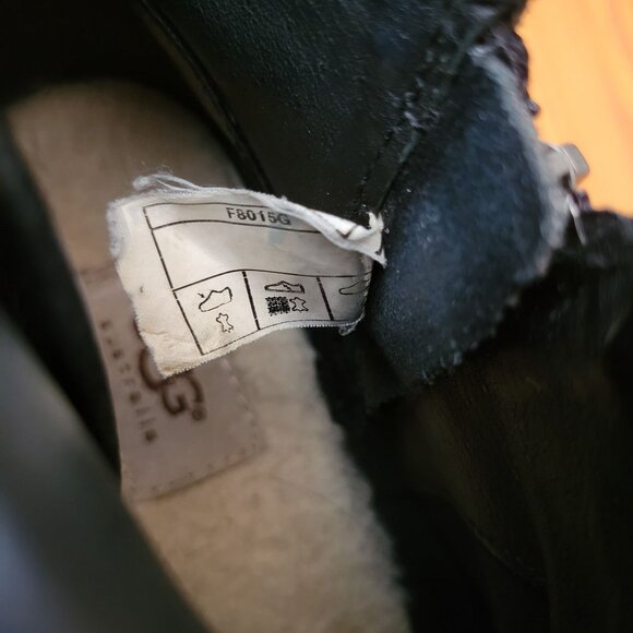 Ugg 9 Black Leather Wedge Ankle Boots EMALIE - Picture 8 of 9